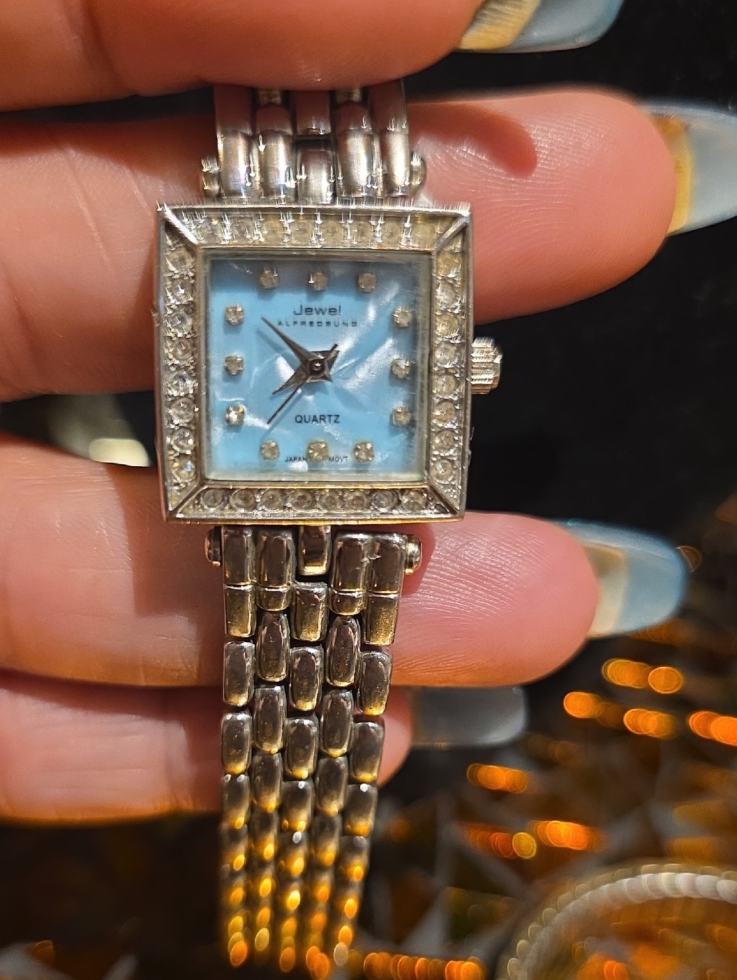 Womens Silver Bracelet Watch With Light Blue Dial